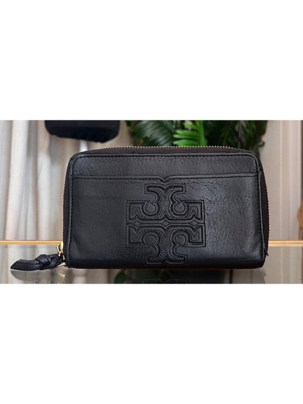Authentic Tory Burch Black Leather Harper Cell Phone Wallet